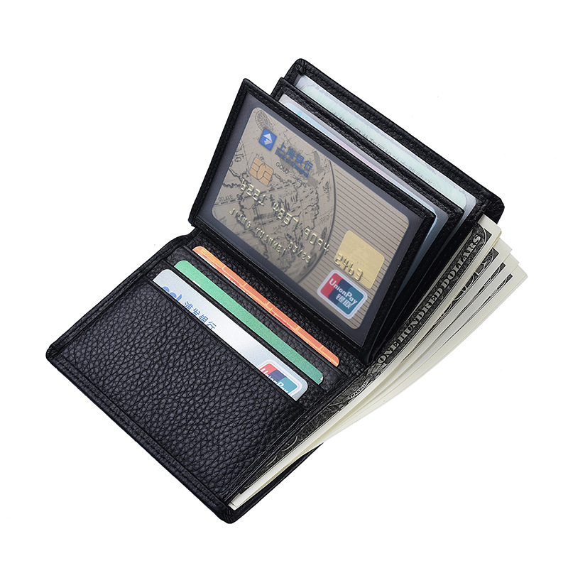 8681-2 Driving License Card Holder Short Genuine Leather Men Driver's License Credit Card Holder Wallet