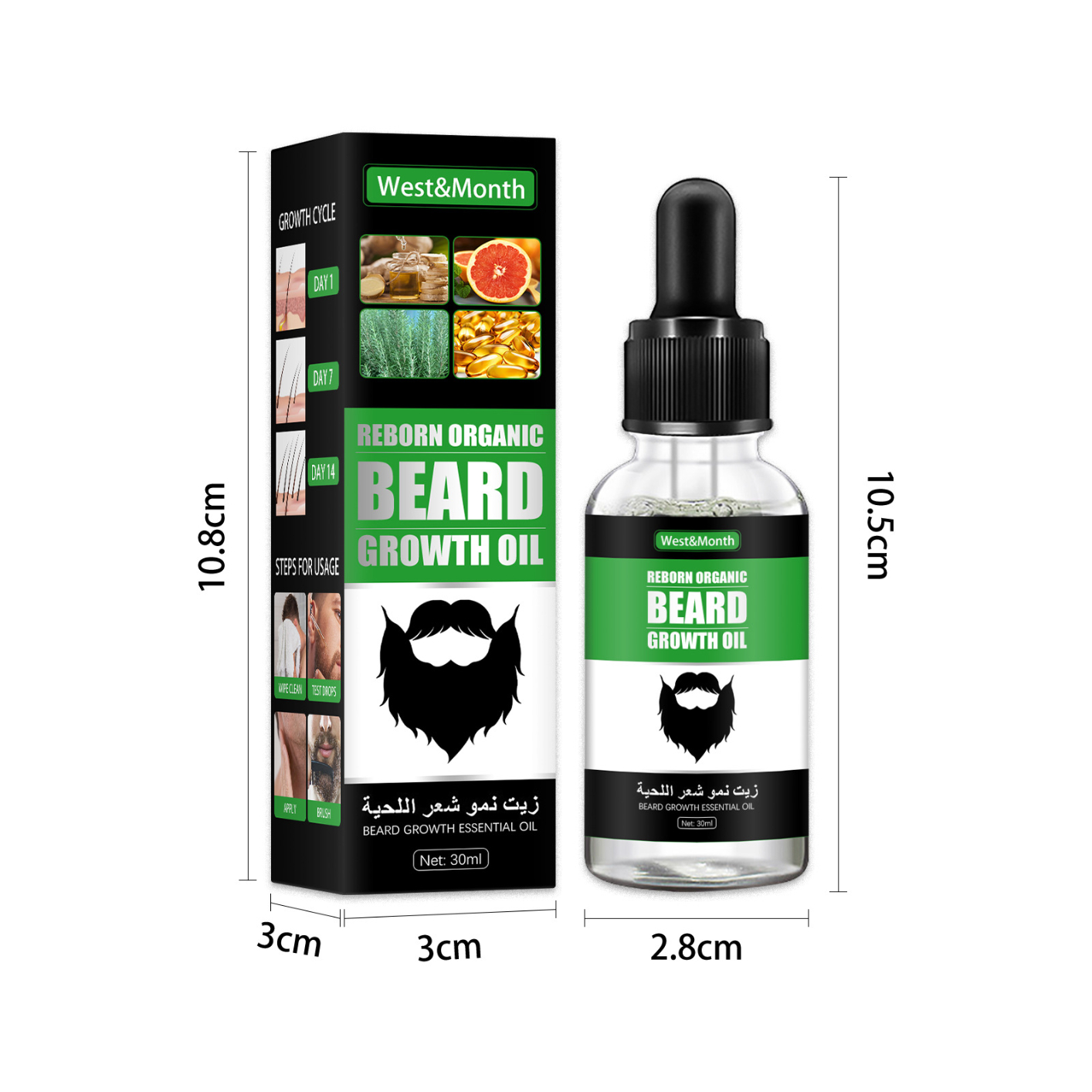 Beard Growth Oil For Men - Beard Serum That Fills Patches & Fix Thinning - Facial Hair Treatment - Chest Hair Thickening Conditioner & Enhancer