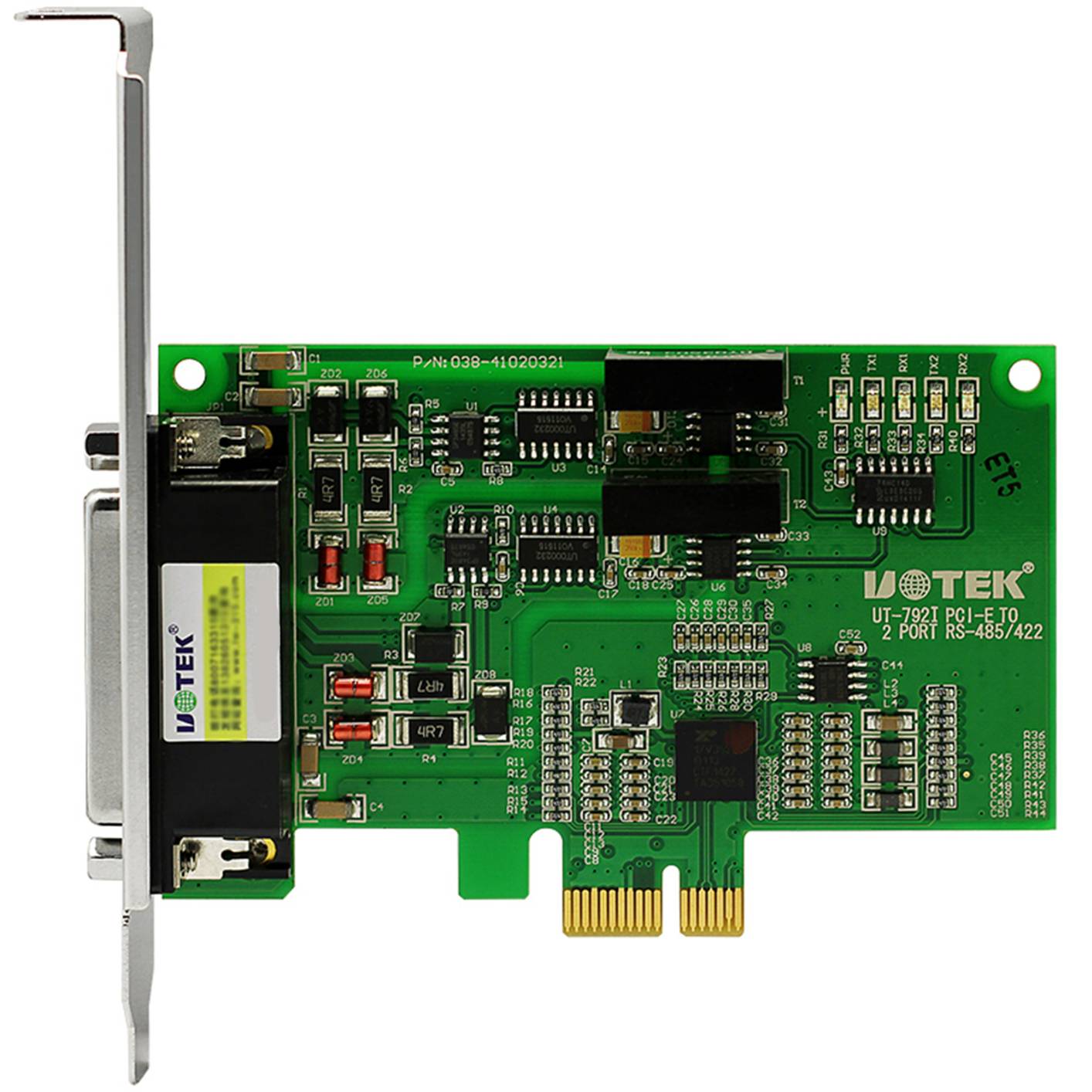 UOTEK PCI Express to RS485 Adapter 2 Ports, High-Speed PCIE to RS485 RS422 Serial Expansion Card Industrial Grade for Computer Motherboard Serial Card 9 Pin Com Port DB9 Male UT-792I