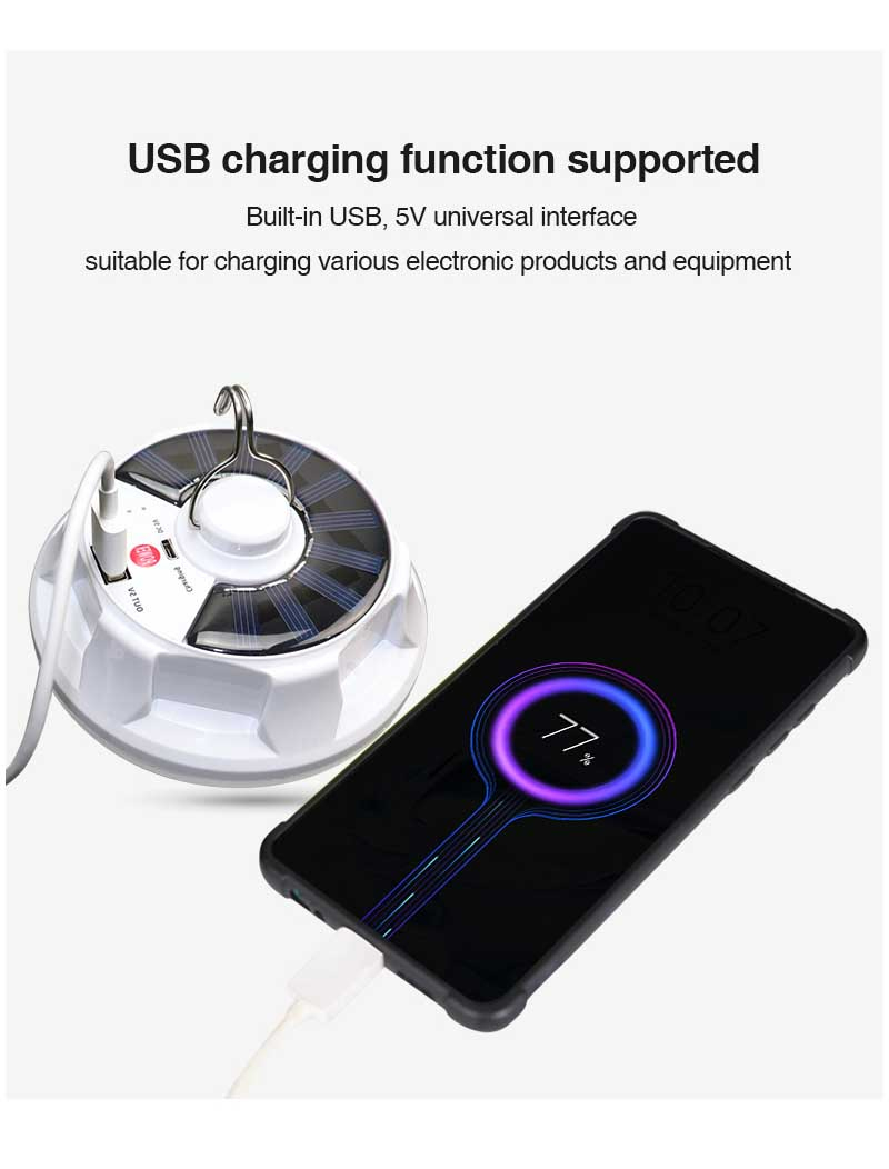Glory lights Portable USB Rechargeable Remote Control Solar Charge Lantern LED Bulb Lamp Power Off Emergency Night Light Outdoor Camping Tent