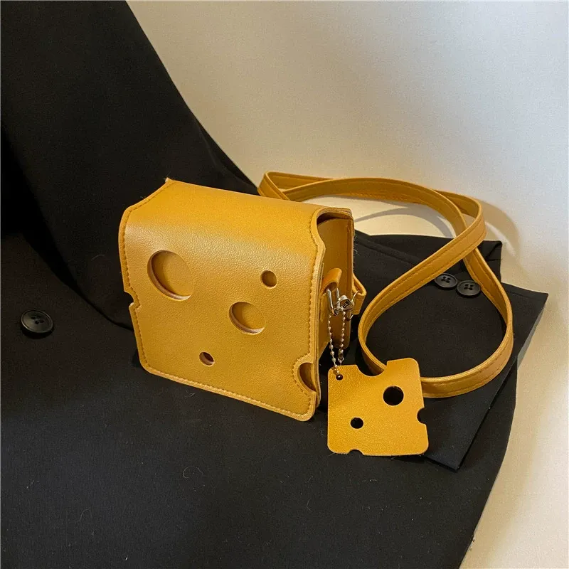 Trendy Cute Mini Cheese Triangle Bag, Portable Small Square Purse for Lipsticks & Earphones, Crossbody Coin Pouch Daily Mini Shoulder Bag for Girls
