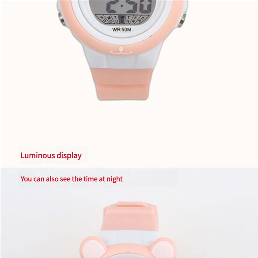 New stock panda cartoon children's electronic watch student party waterproof night light multifunctional alarm clock electronic watch