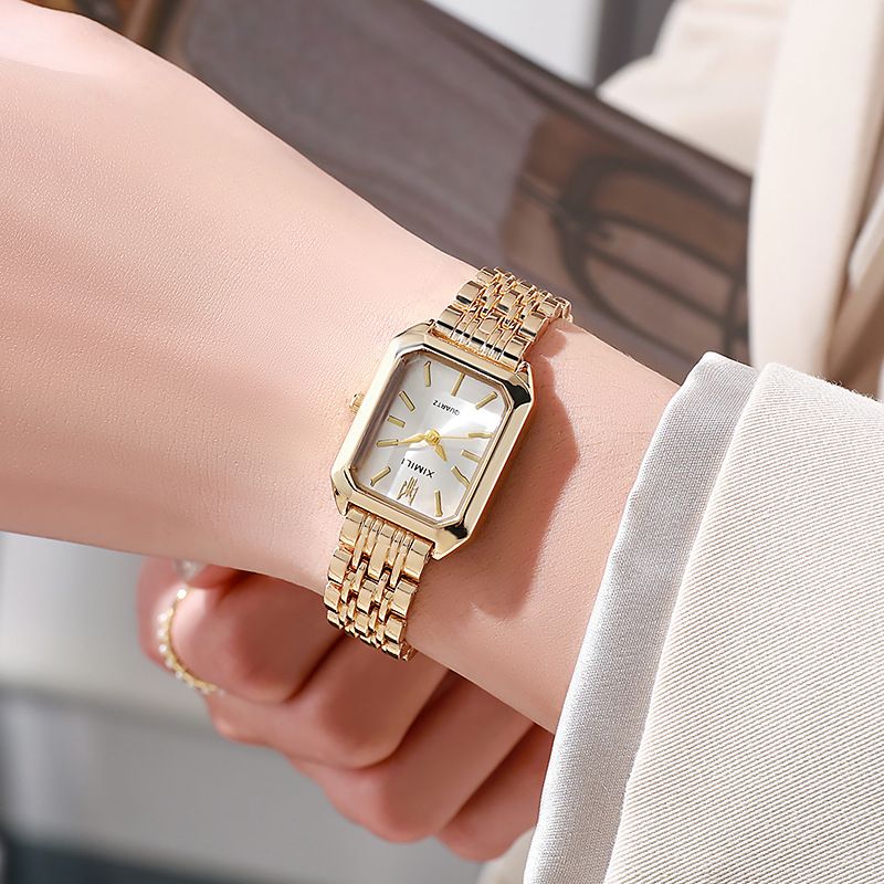 New Light Luxury Steel Belt Women's Watch Female Student Fashion Simple Square Quartz Watch