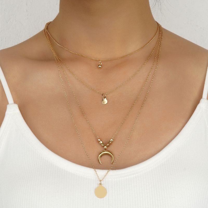 Golden three-layer cross necklace CRRSHOP free shipping Christmas Holiday gifts Easter Four layer golden necklace with thin chain