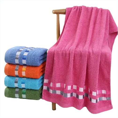 {95X50cm} 2 Pieces twist Cotton bath towel 410g in All Size For All Season -Thickened Absorbent Cotton Towel{95X50cm]