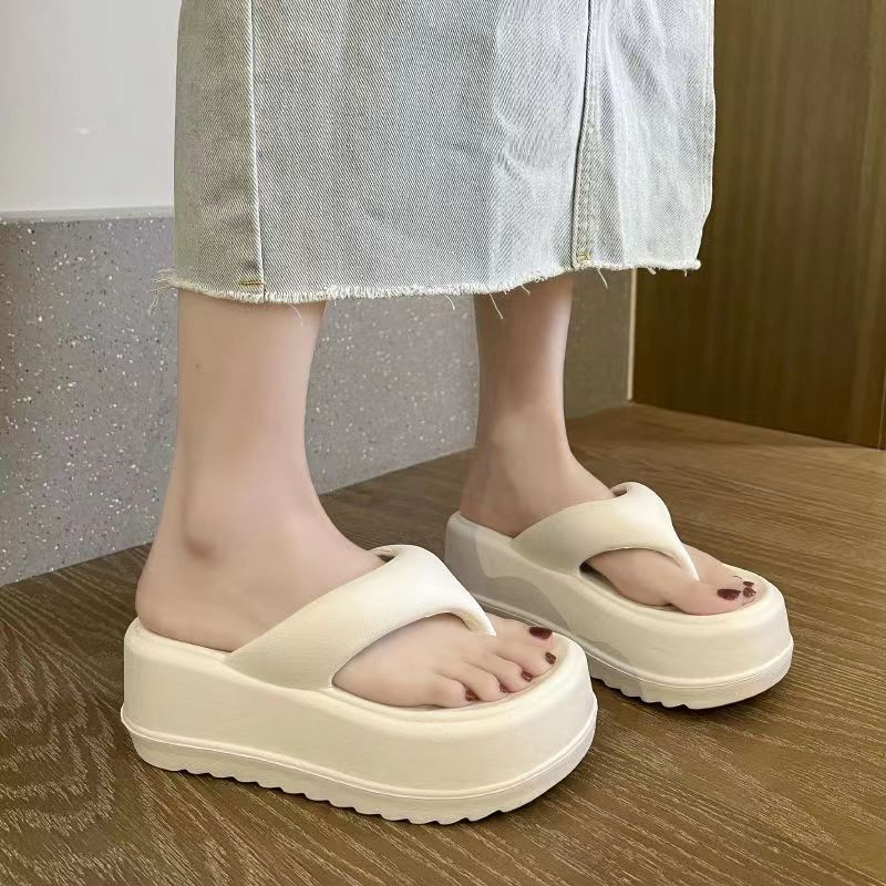 7628 Women's Simple Solid Color Platform Slippers Non-Slip Breathable Slippers