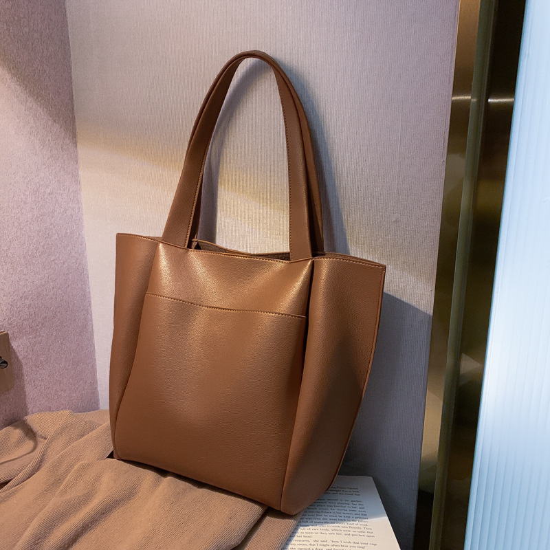 0500 New Fashion PU Leather Tote Bag Ladies Purses Messenger Bags Vintage Large Shoulder Armpit Handbag For Women
