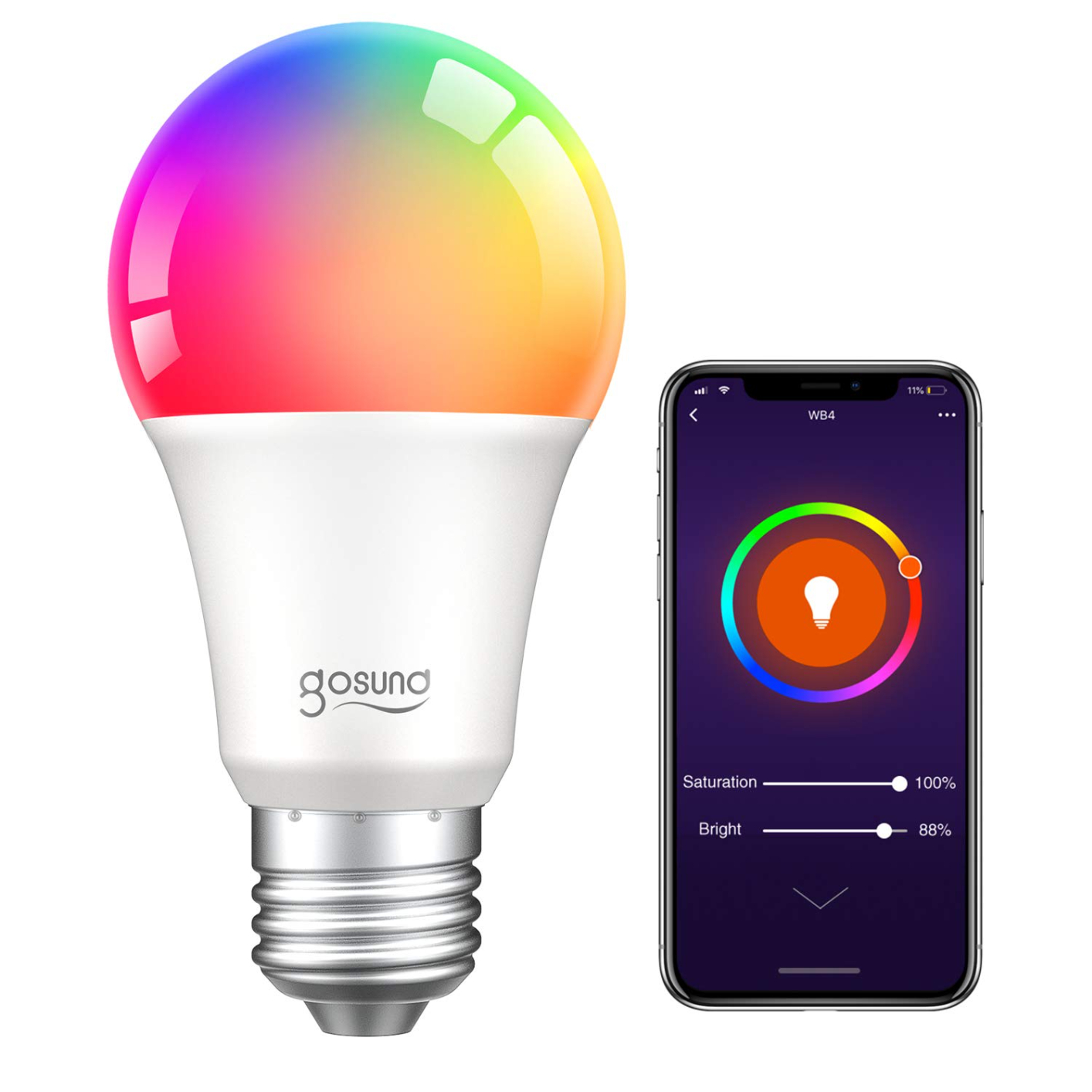 Toolspower Smart Light Bulb, A60 E27 10W RGB+CCT Bluetooth Dimmable Multicolor LED Lights