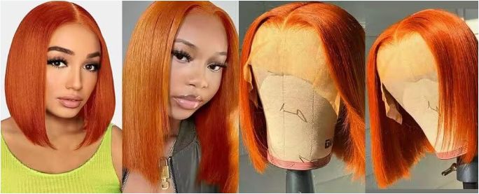 Ginger Orange BOBO 4*4 Lace Front Wigs Human Hair Bob Wig Human Hair- Transparent Wear and Go Glueless Lace Frontal Wig Human Hair 