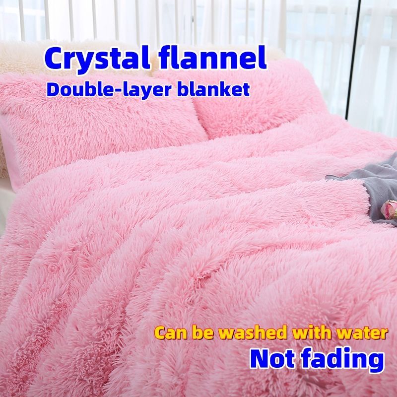 80*120cm,130*160cm Long haired blanket CRRSHOP free shipping Crystal flannel double-layer blanket carpet Holiday gifts