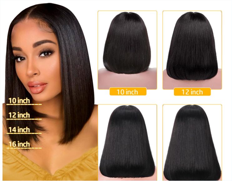 Human Hair Wigs BOBO 4*4 lace front short Bob Wigs - Straight Wigs Pre Plucked For Woman
