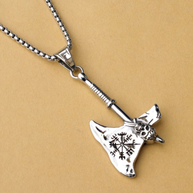 Stainless steel necklace, Viking axe pendant necklace CRRSHOP men trend fashion 
