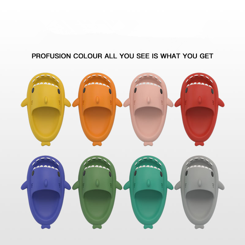 8637 Unisex Cute Shark Slides for Men Women Anti-Slip Open Toe House Shark Slippers Casual Beach Shoes, Sole Sandals Women Slides