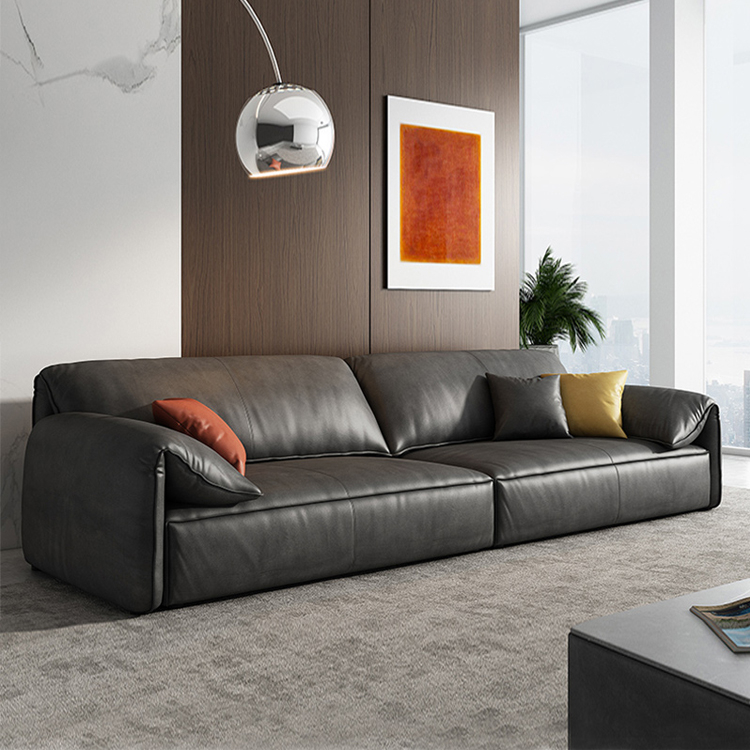 FFLRS018 Luxury Modern Faux Leather Black Convertible Sectional Sofa Couch for Small Space