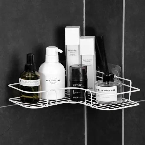 Black Bathroom Shelf Shower Caddy Wall Mounted Kitchen Bath Rack