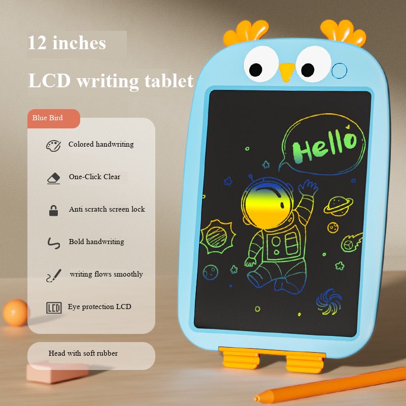 Children’s LCD Writing Tablet, Kids Small Blackboard, Baby Colorful Graffiti Electronic Drawing Pad, Toddler Erasable Handwriting Toy, Safe Eye-Protection Electronic Doodle BoardOwl Blue