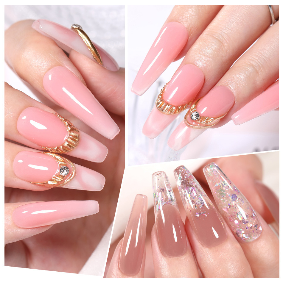 56021 BORN PRETTY 15ML Non Stick Hand Solid Extension Nail Gel Clear Nude Pink Extension Gel Rhinestone Glue Gel Easy to Operate