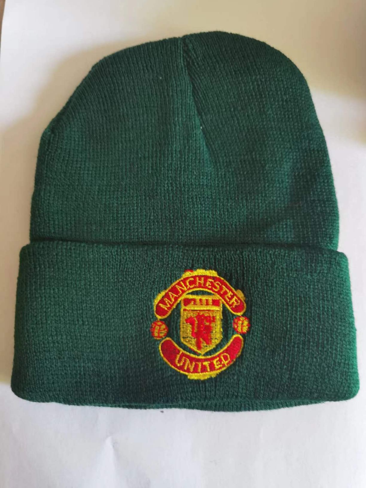 European And American Manchester United Fans Embroidered Knitted Woolen Cap Warm And Versatile C Ronaldo Fans Winter Hat Red one size
