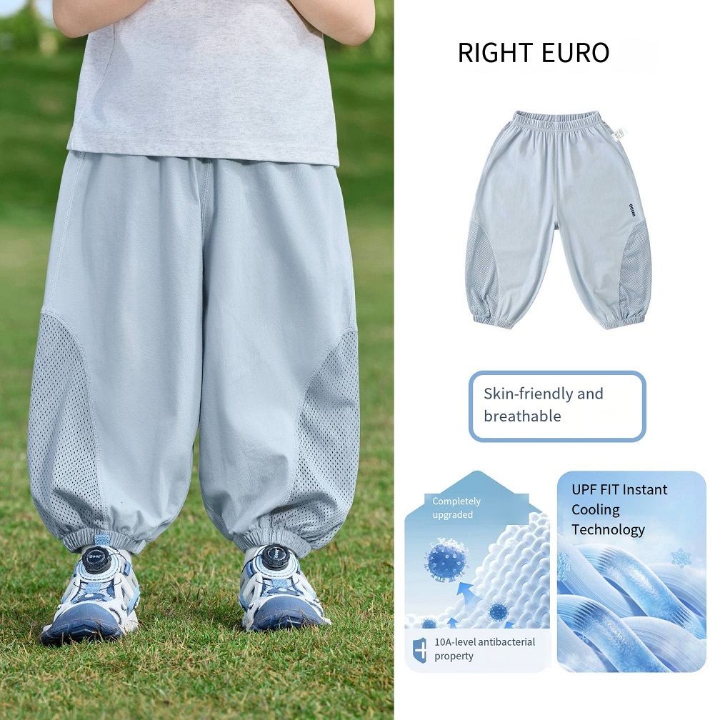 Kids Summer Cooling Pants, Anti-Mosquito Breathable Trousers with Mesh Sides, Quick Dry UPF Protection Casual Pants for Boys Girls, Sizes 90-140cm, Single Pack, Lightweight Outdoor Sportswear
