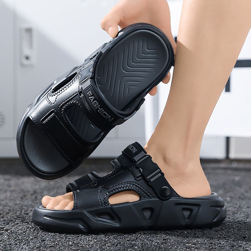 Men's 2-in-1 Adjustable Strap Slide Sandals, Thick-Sole Non-Slip Casual Summer Shoes, Breathable Open-Toe Outdoor & Indoor Slippers, 7 Colors Available, EU Size 40-45