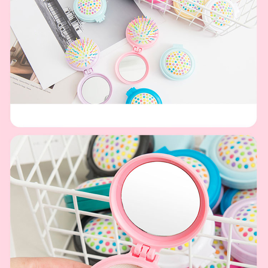 Candy Color Folding Comb Portable Solid Color Portable Makeup Mirror Airbag Comb Anti-static Massage Rainbow Comb