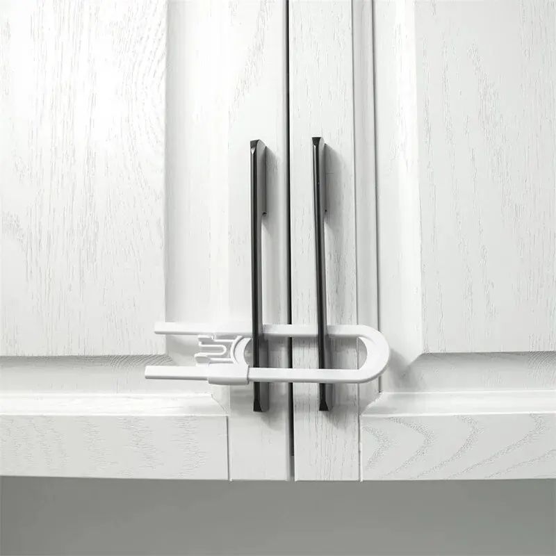 1PCS Baby Proofing Cabinet Locks Adjustable U Shaped Latches for Drawers Fridges Closet Modern Lock with Extra Secure Buttons