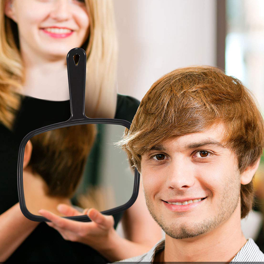 jm-002 Hand Mirror Salon Barber Hairdressing Handheld Mirror with Handle Square
