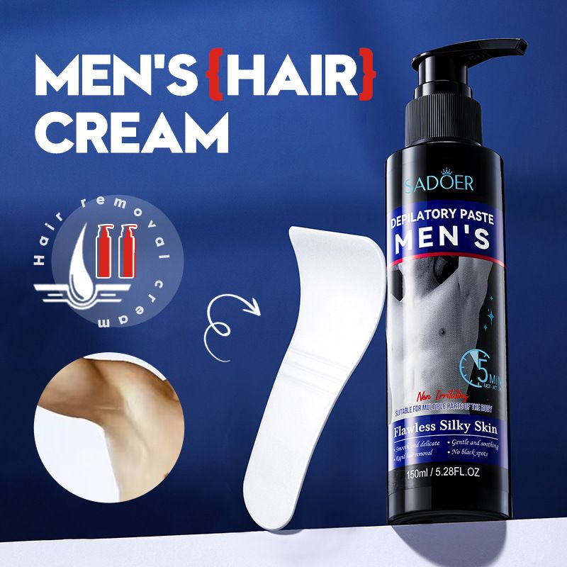Men's Hair Removal Cream 150ml Gentle Non-Irritating Depilatory Paste for Body Chest Back Underarm Leg Fast 5 Minutes Painless Hair Remover for Silky Smooth Skin