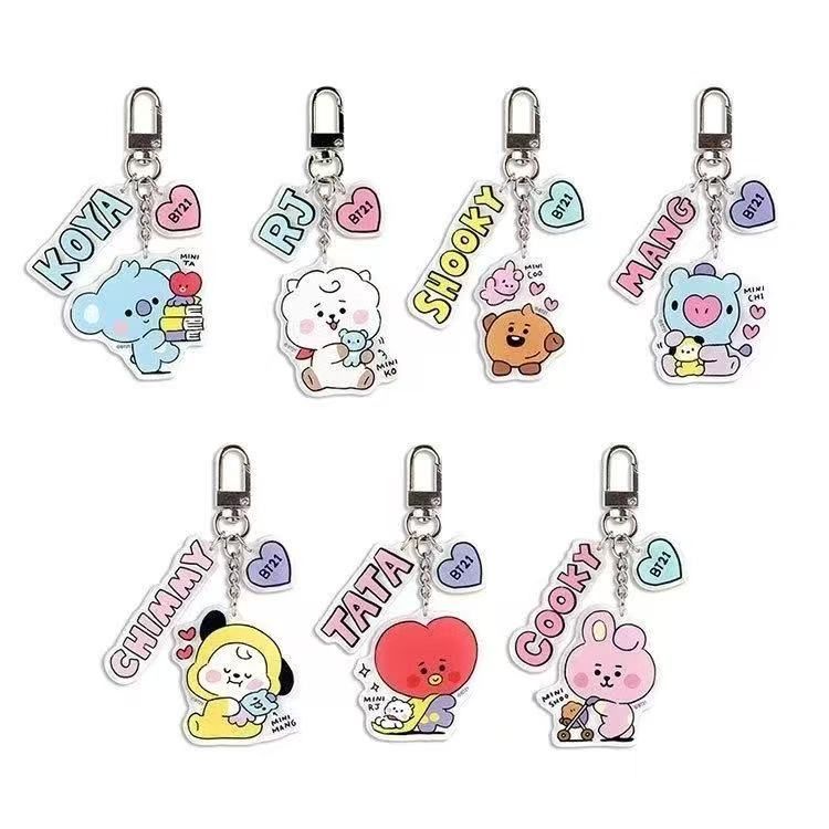 BTS BTS Acrylic Keychain Pendant Backpack Accessories BT21 Same Style Cute Cartoon Surrounding