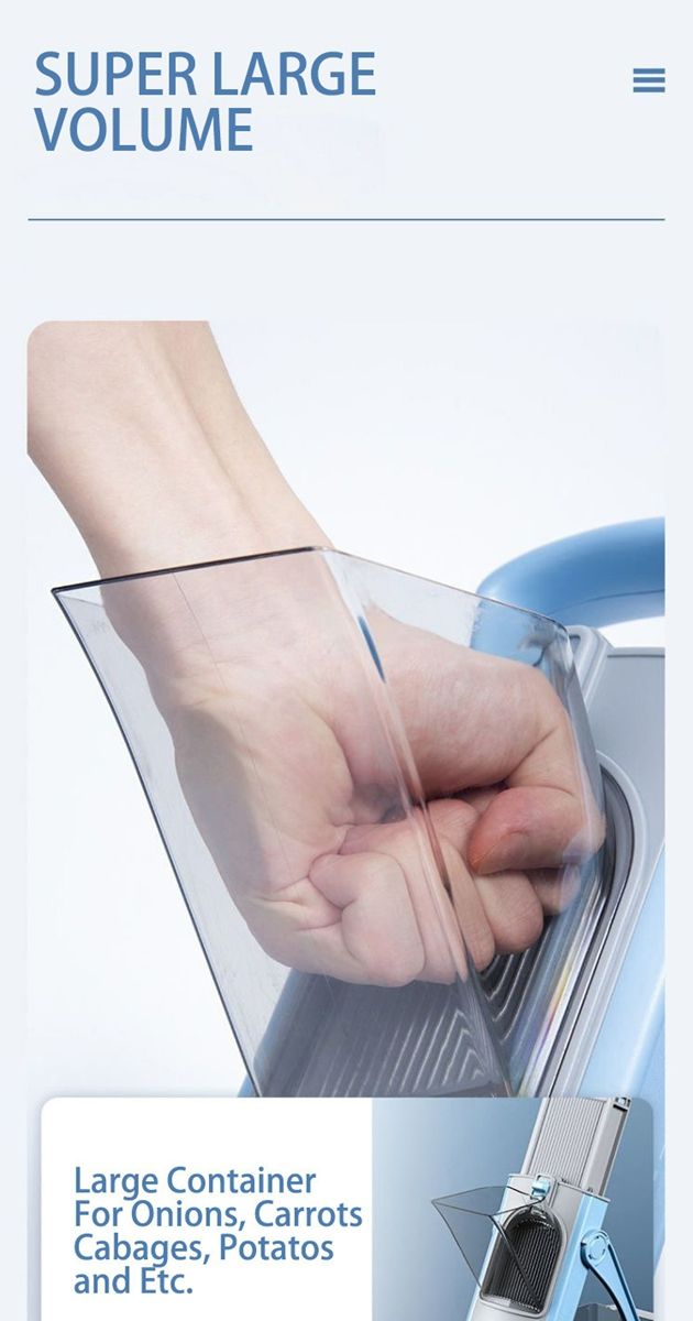 ONCE FOR ALL Upgrade Safe Mandoline Slicer Plus, Biger Size, Adjustable Vegetable Food Chopper Potato Fries Cutter, Detachable Blade, Kitchen Chopping Artifact, Gift (SkyBlue)