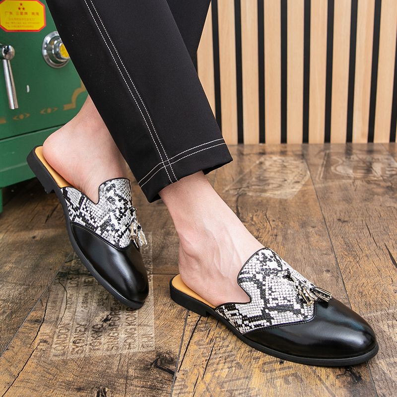Youth Men Leisure Cool Mules Man Summer Slippers Fashion Casual Leather Loafers Flats Shoes Pu Breathable Slip On Footwears For