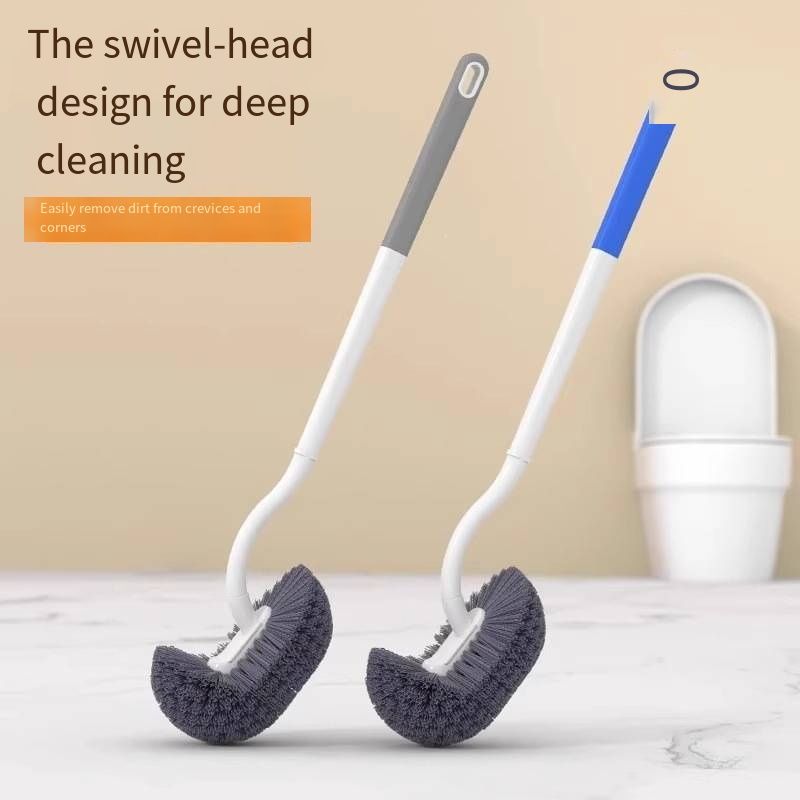 Household Wall Mounted Toilet Brush Long Handle No Dead Corner Deep Cleaning WC Scrub Brush Multi Fit Squat & Sitting Toilet Bathroom Stain Remover Cleaning Tool