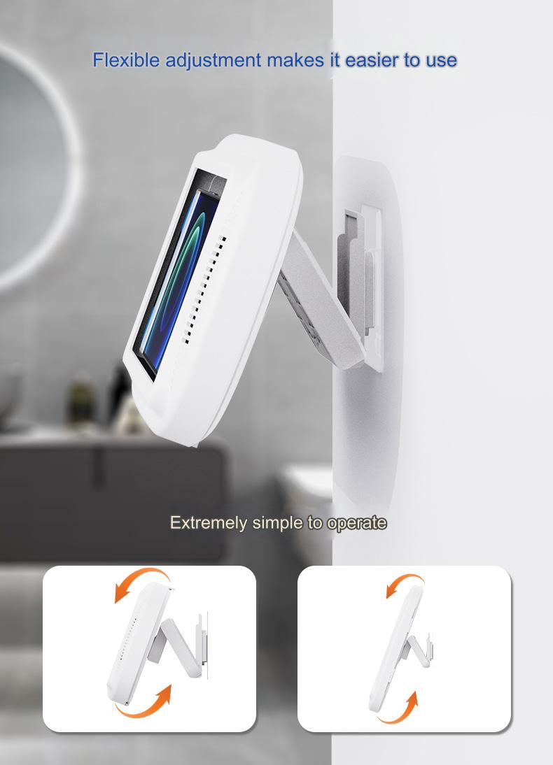 Waterproof touch screen wall-mounted bathroom 360-degree  phone holder rotating folding telescopic punch-free mobile phone box