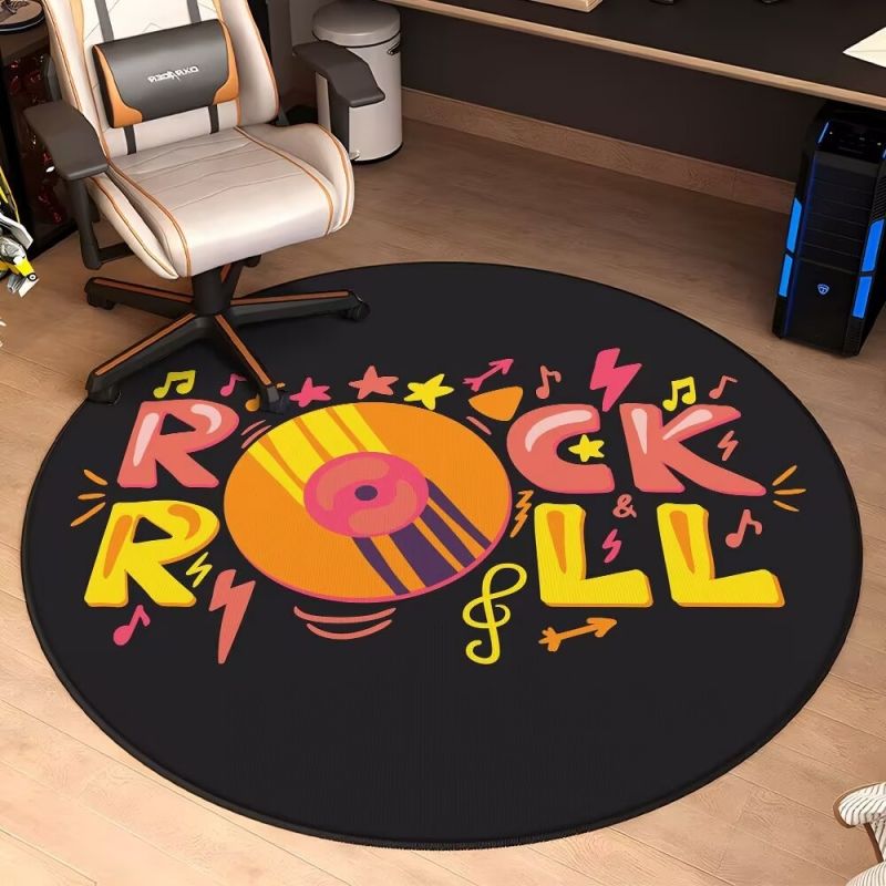 Rock music Thick carpet，large size 80*80cm Crystal velvet circular carpet CRRSHOP non slip ，Stain resistant foot pad floor mat