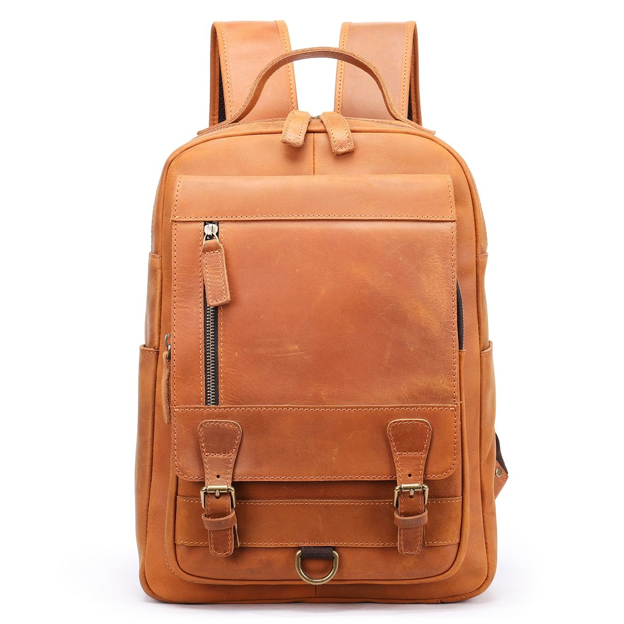Head layer cowhide business commuting computer backpack, large capacity European and American retro backpack, cross-border crazy horse leather backpack