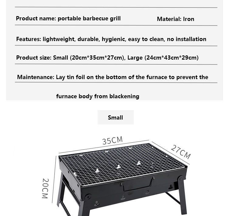 kz003 Portable Foldable BBQ Grills Patio Barbecue Charcoal Grill Stove Stainless Steel Outdoor Camping Picnic