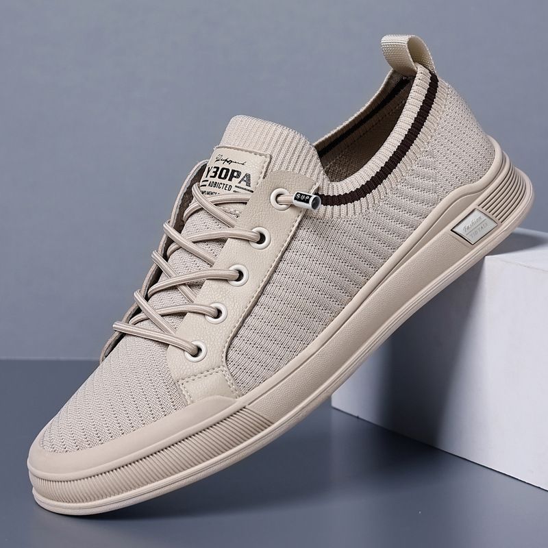 Men's shoes summer new flying woven mesh shoes men breathable lightweight thin lazy slip-on trend sports casual shoes

