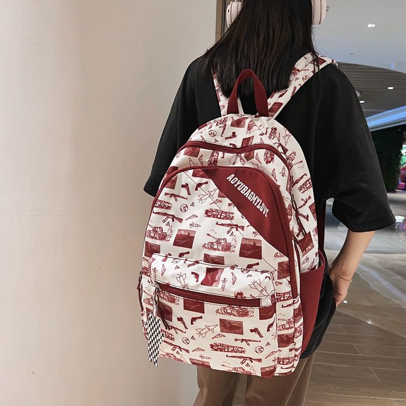 AY-686 Women's New Fashion Graffiti Backpack Large Capacity Casual Backpack