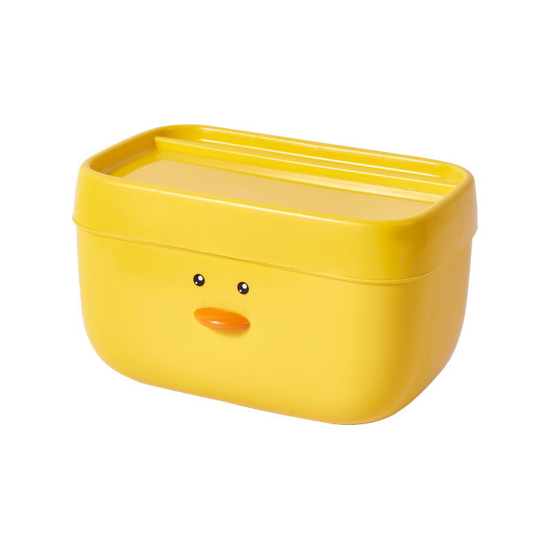 1PC PP Wall Mounted Napkin Holder Durable Strong Load Bearing Anti Deform Tissue Organizer Yellow Duck Shape Room Decoration
