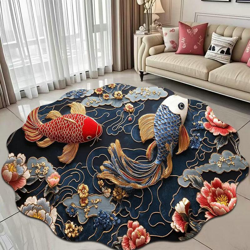 Chinese style, irregular carpet, living room sofa and coffee table blanket, household use, wear-resistant, anti slip, crystal velvet, easy to clean CRRSHOP 60*60cm,80*80cm,100*100cm ,carpet,floor mat