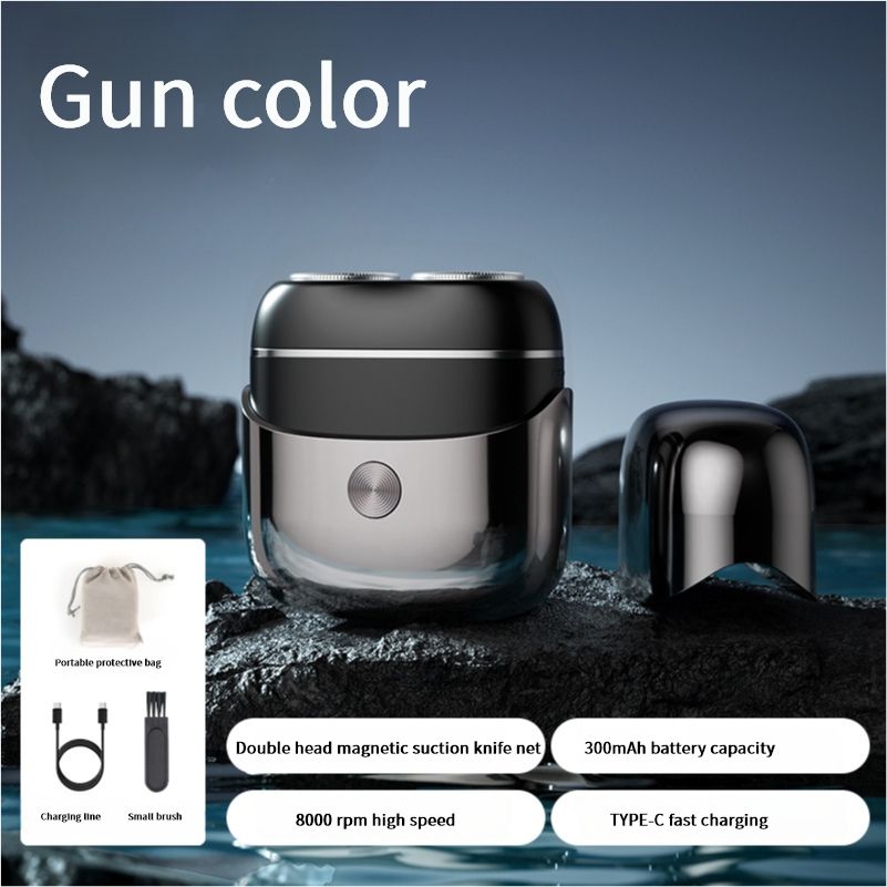New mini electric shaver, fully washable with dual magnetic heads, suitable for home use and portable, men's facial hair trimmer
