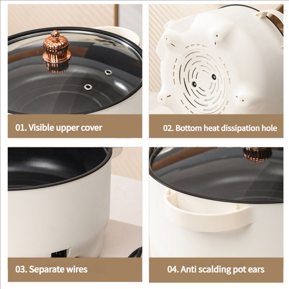 Huiran Dual-purpose multifunctional electric hot pot household multifunctional frying and stir-frying sub-controlled speed boiling electric hot pot non-stick electric cooking pot integrated hot pot 6L