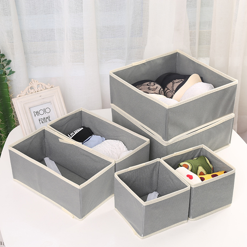 6PCS/SET Foldable Underwear Organizer Bra Tie Socks Clothes Storage Box Container Wardrobe Closet Organizer Drawer Case