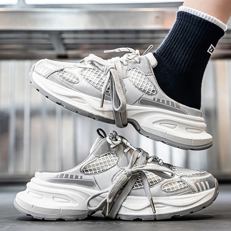 Youth Men Breathable Slip On Loafers Sneaker Teenagers Lace-Up Fashion Casual Footwears Male Platform Sports Shoes Daily Leisure