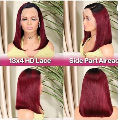 Human Hair Wigs BOBO 4*4 lace front short Bob Wigs - Straight Wigs Pre Plucked For Woman
