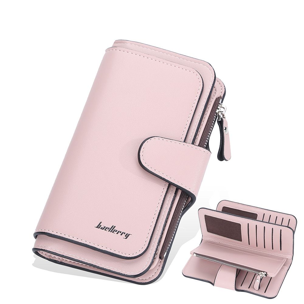 2372 Women's Zip Buckle Wallet Multi-Card Slot Triple Fold Wallet