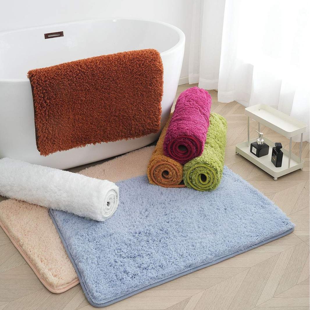 Thick sheepskin bathroom carpet, solid color, simple design, water-absorbent, suitable for living room and bedroom entrance carpet