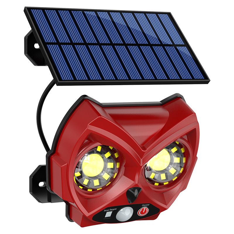 New solar powered lamp, owl lamp, outdoor garden decoration lamp, human body sensing street lamp, courtyard lamp, wall lampred