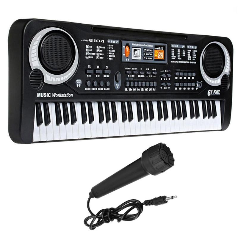 61 Keys Electronic Piano Keyboard With Microphone Musical Educational Kids Toy Gift For Boys Girls