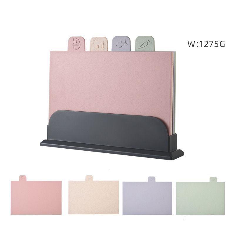 Creative classification cutting board Bao Ma food special wheat straw cutting board pp plastic cutting board storage base four-piece set 4593